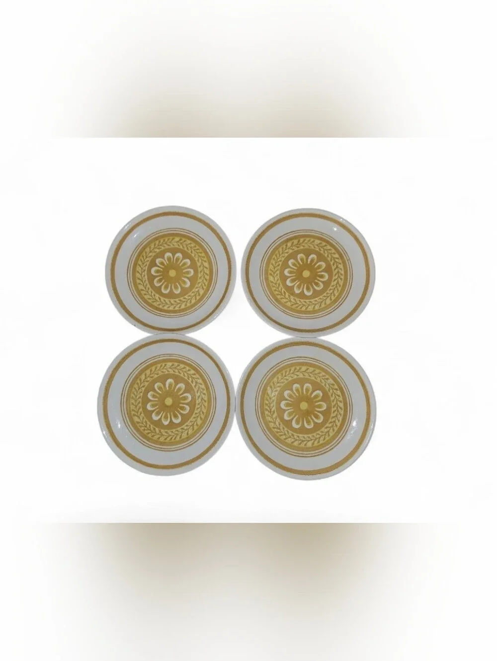 Vintage 1970s Stoneware Plates Set of 4 Brown Wheat USA Farmhouse 6 Inch.
